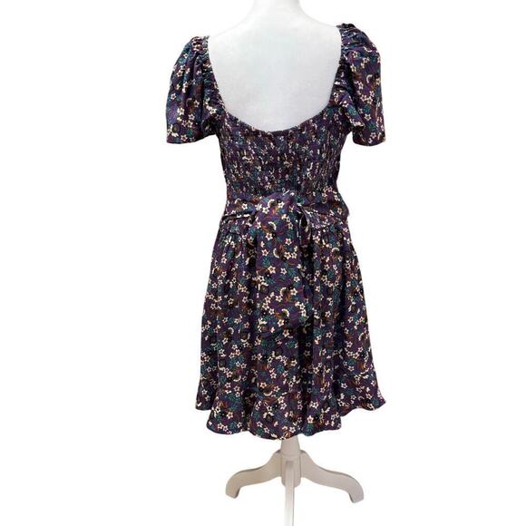 Band of the Free Coraline Purple Floral Crossover Mini Dress Medium. - Picture 3 of 8